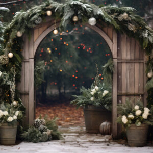 boog, schutting, hout kerstmis